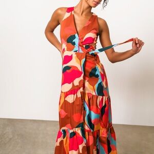 Anthropologie Hutch Bittie Wrap dress multicolor sleeveless v neck midi length